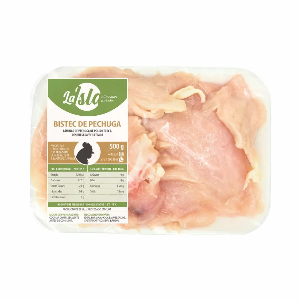 Bistec de pechuga de pollo, 500 g, La Isla
