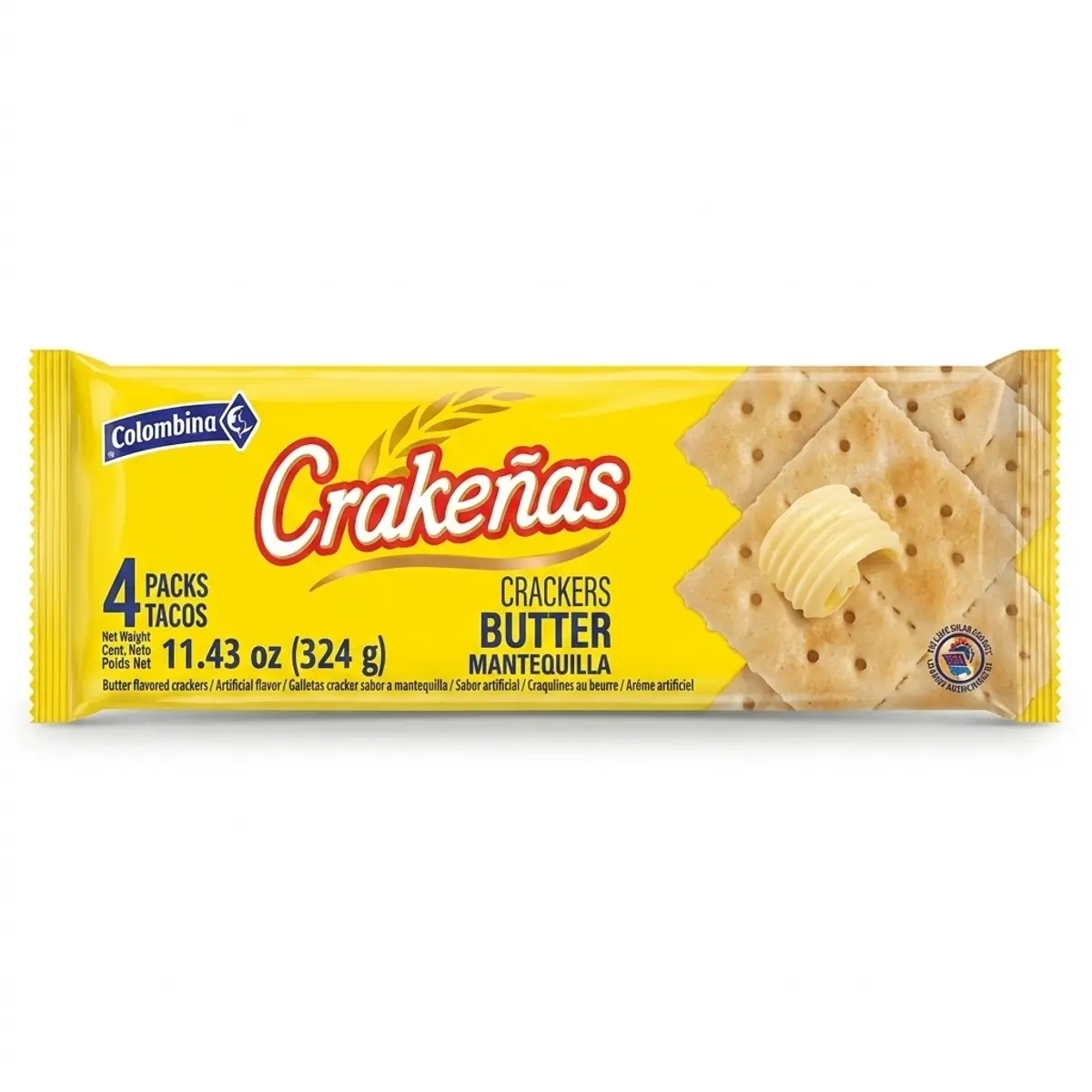Galletas Crakeñas sabor mantequilla, 324 g, Colombina