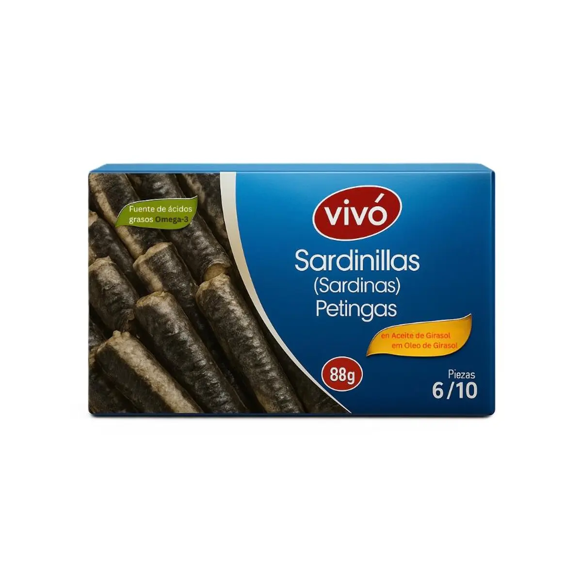 Sardinas en aceite de girasol, 88g, Vivó