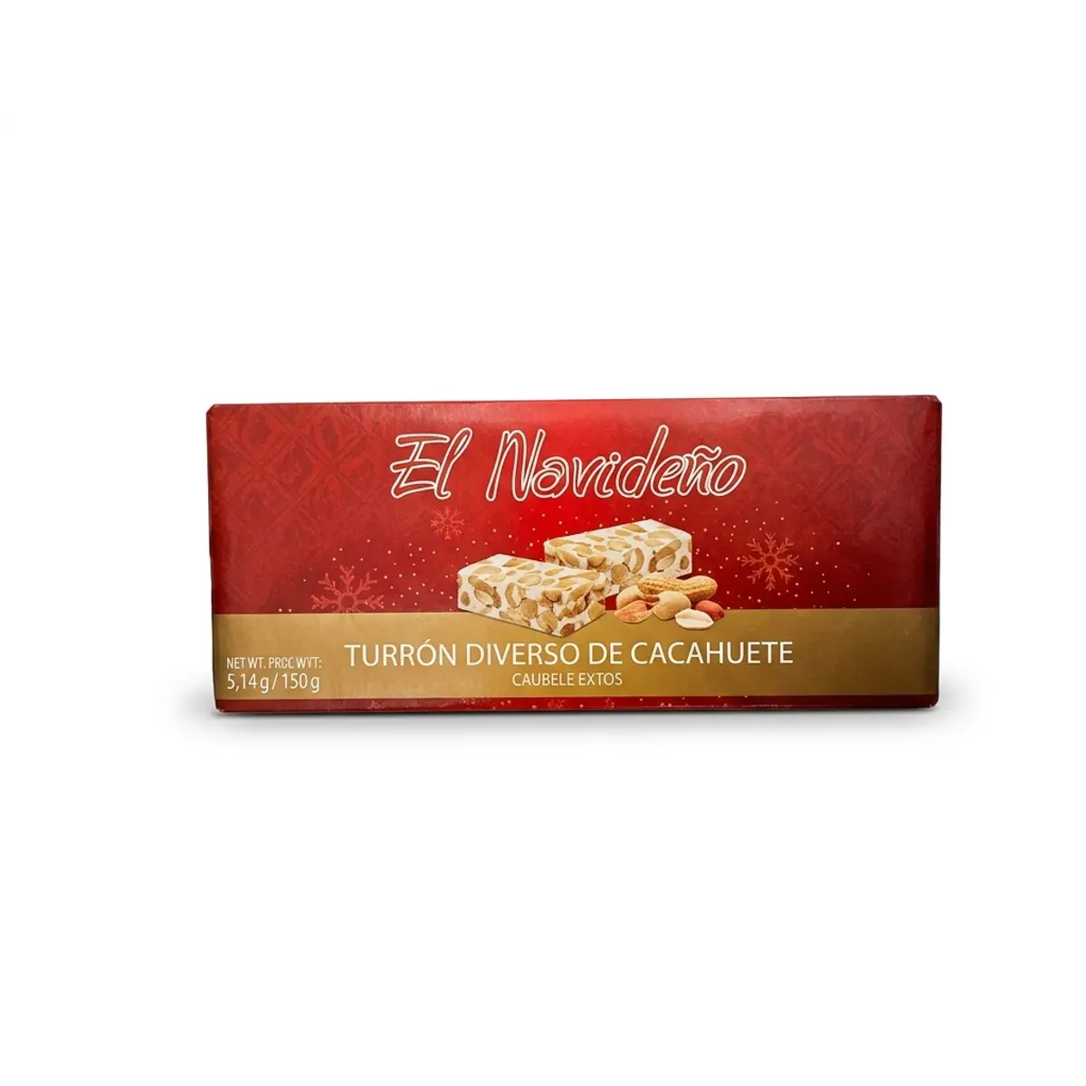 Turrón de cacahuete duro, 150 g, El Navideño