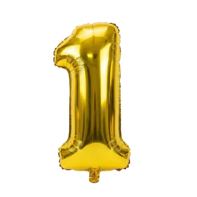 Globos dorados con forma de número 