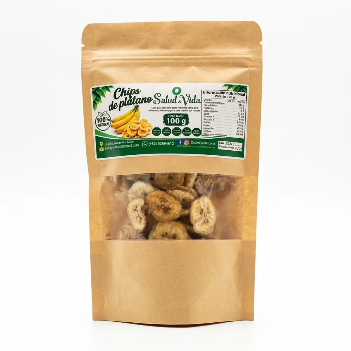 Chips de plátano, 100 g, Salud y Vida