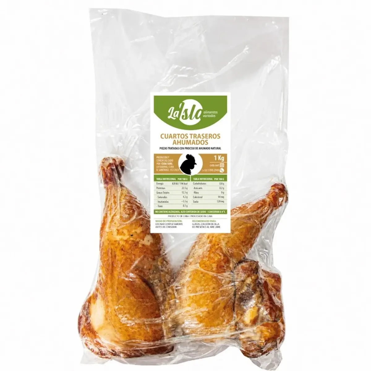Cuartos traseros de pollo ahumado, 1 kg, La Isla