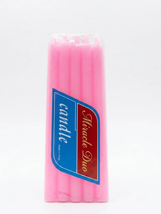 Paquete de velas color rosadas, 10 U, Miracle Dux  