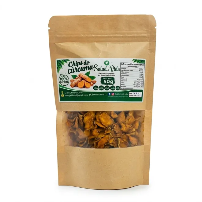 Chips de cúrcuma, 50 g, Salud y Vida