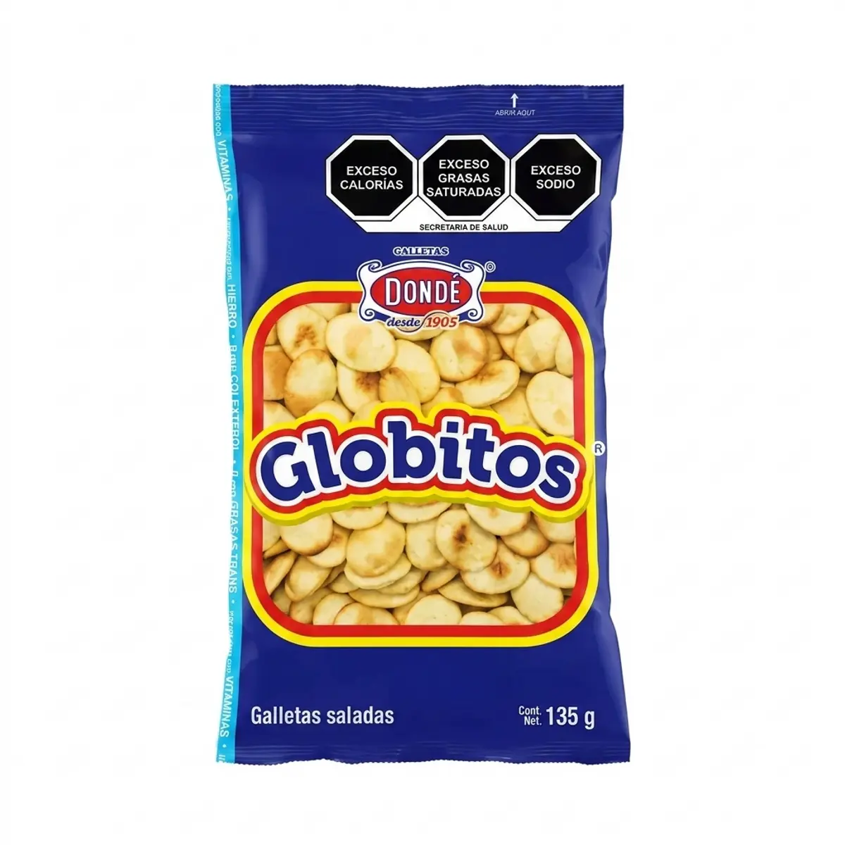 Galletas saladas Globitos, 135 g, Dondé