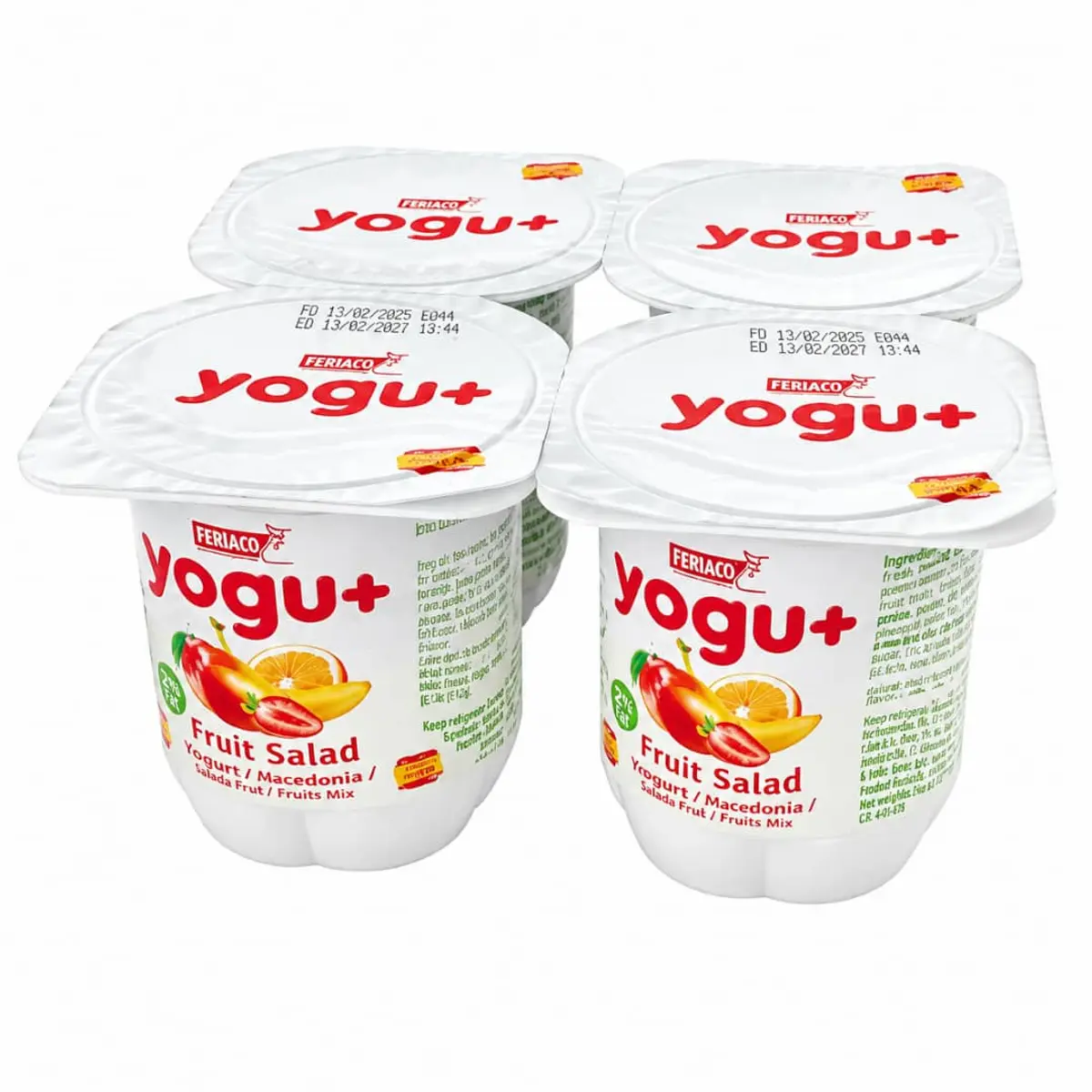 Pack de yogurt pasteurizado sabor macedonia (4 X 125 g) Yogu+
