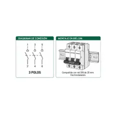 Interruptor termomagnético breaker de 3 polos 100Ah 