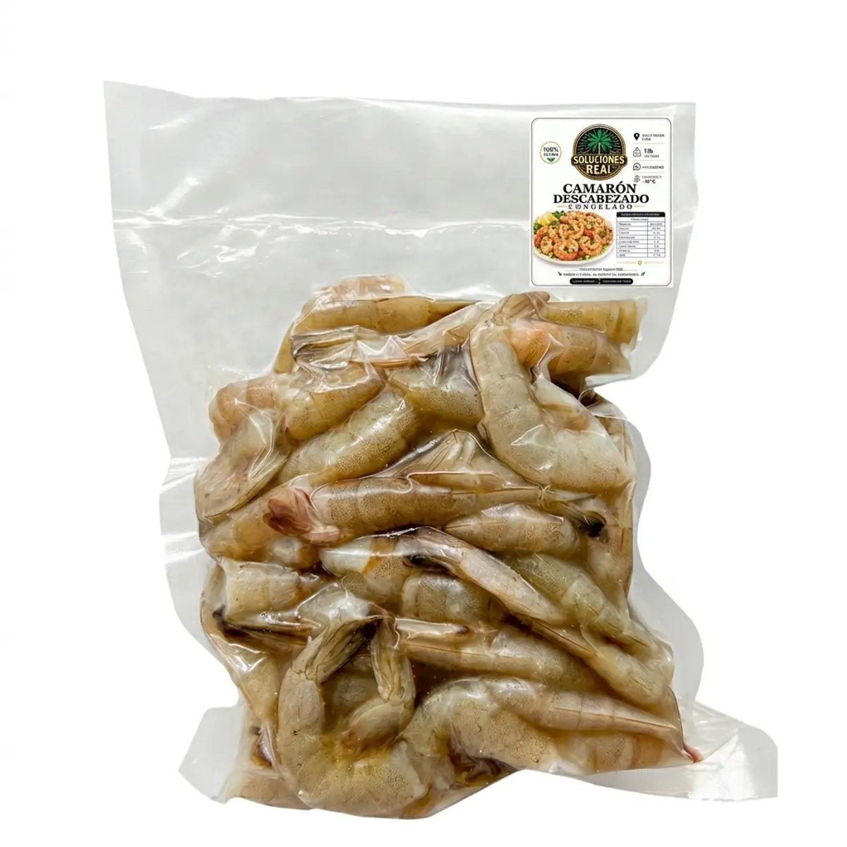 Camarón descabezado, 1 lb, Soluciones Real