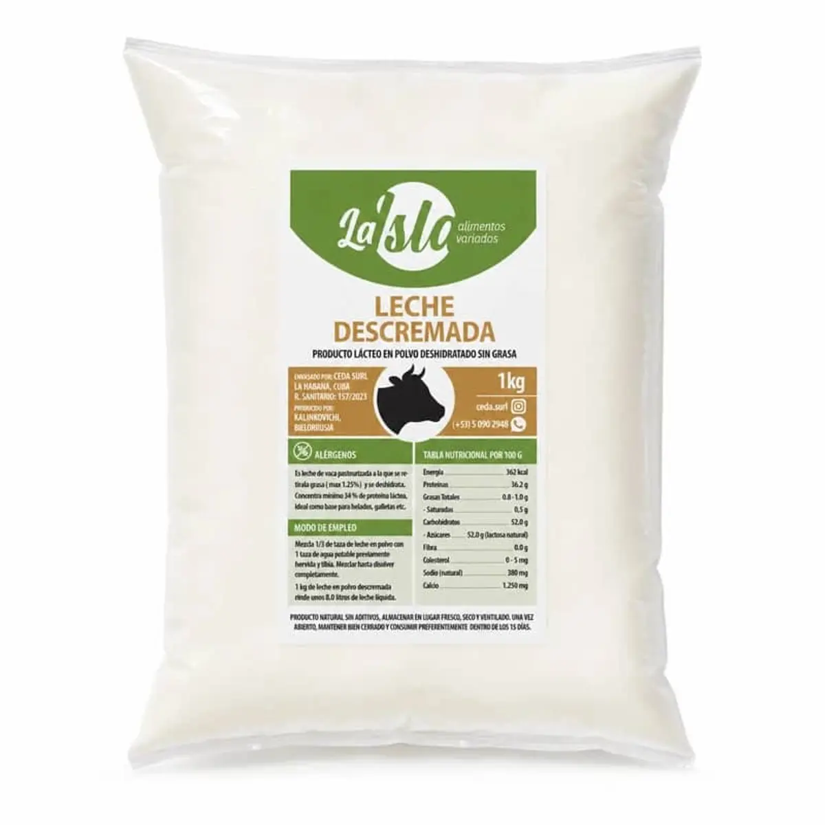 Leche descremada en polvo, 1 kg, La Isla