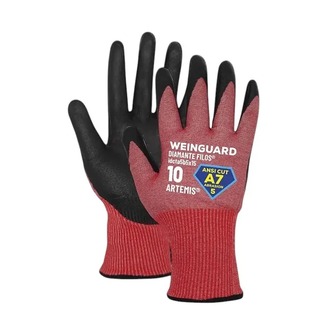 Guantes de Corte color rojo recubierto de nitrilo A7