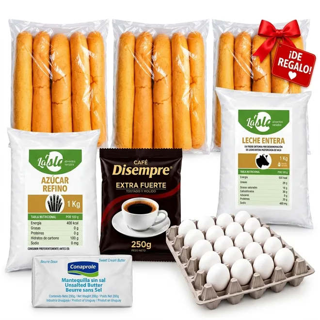Combo desayuno familiar + bolsa de pan de regalo