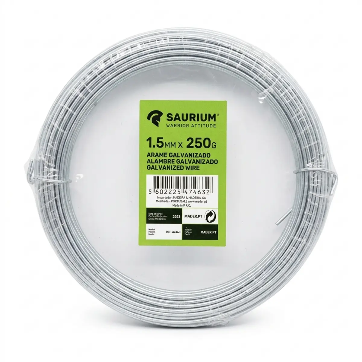 Alambre galvanizado, 1.5 mm x 250 m, Saurium