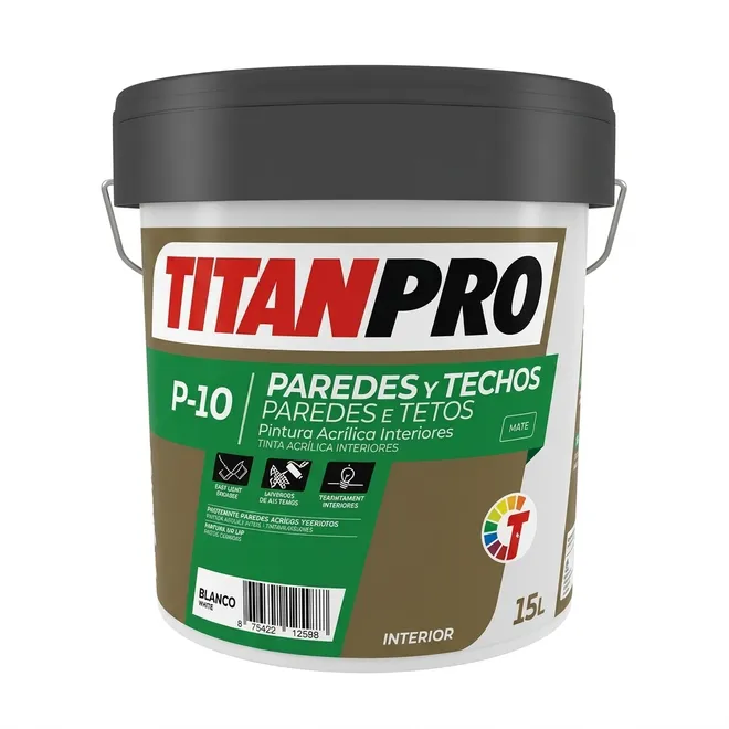 Pintura acrílica para interiores color blanco P10, Titan Pro