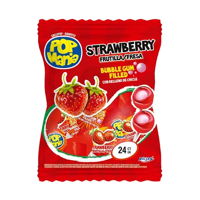 Chupachupa de frutilla/fresa , 24 u, Pop Manía