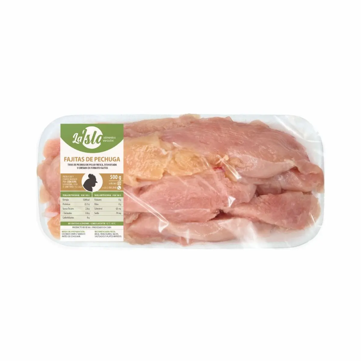 Fajitas de pechuga de pollo, 500 g, La Isla