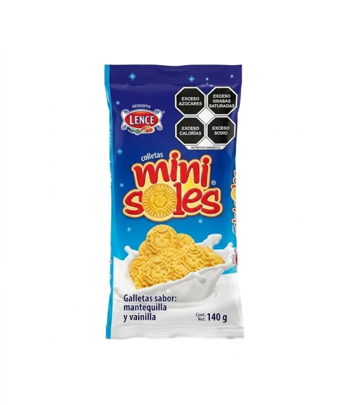 Galletas sabor mantequilla y vainilla Mini Soles, 140 g, Dondé