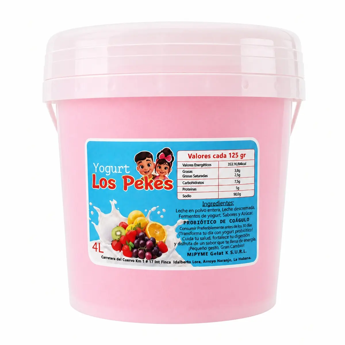 Yogurt probiótico sabor fresa, 4 L, Los Pekes