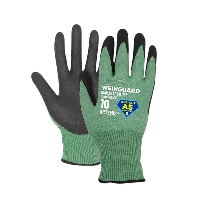Guantes de Corte color verde recubierto de nitrilo A5