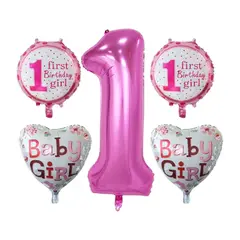 Globos para el primer añito con número 1 color rosado