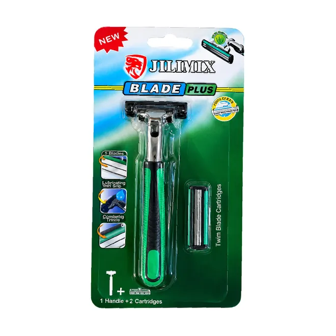 Maquina de afeitado doble hoja con banda lubricante, 1 unidad + repuestos
