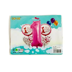 Globos para el primer añito con número 1 color rosado