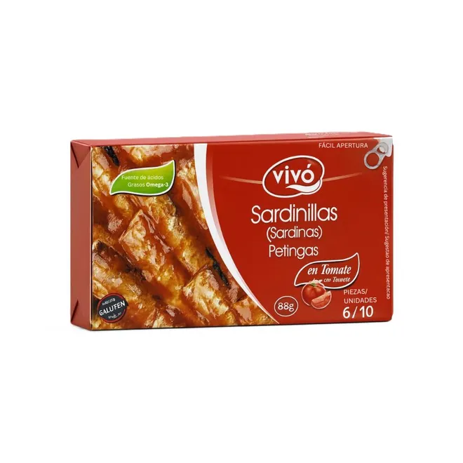 Sardinas en salsa de tomate, 88g, Vivó