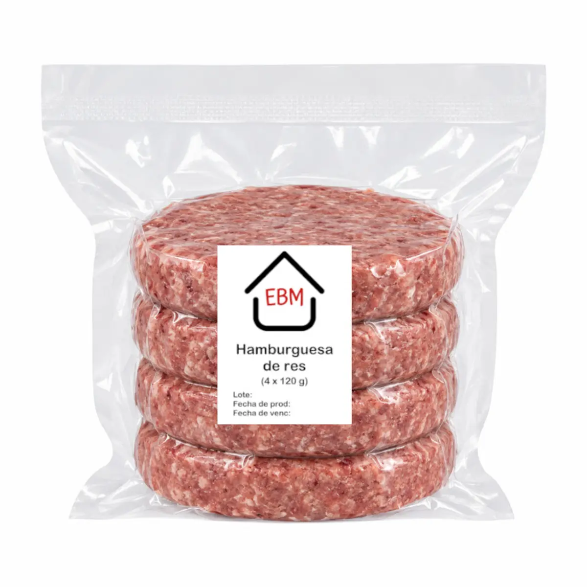 Hamburguesas de res (4 x 120 g) EBM