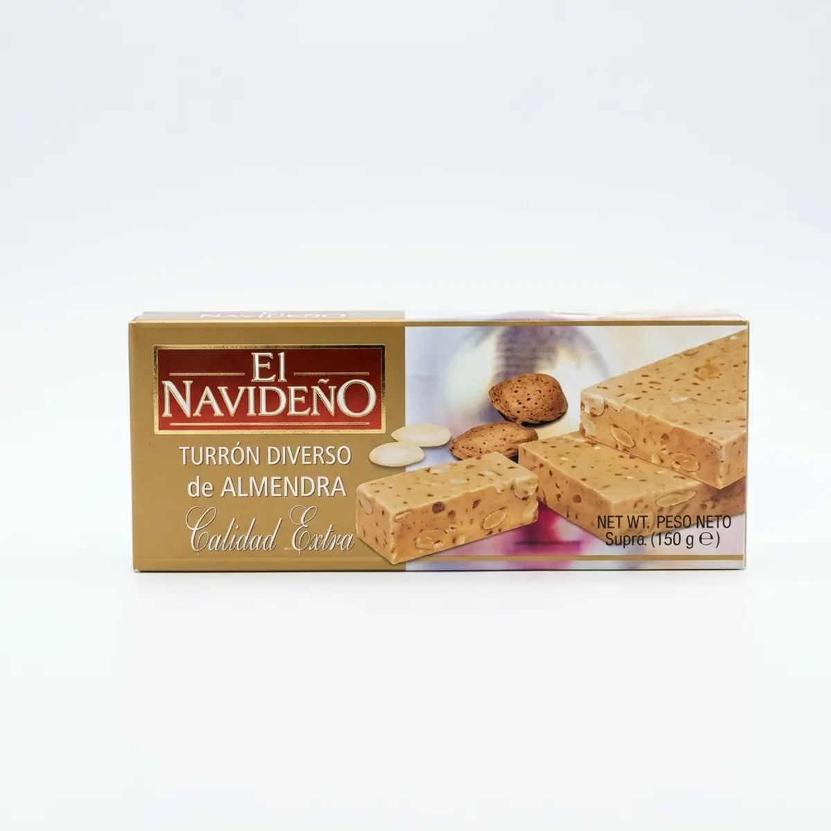 Turrón diverso de  almendra blando, 150 g, El Navideño