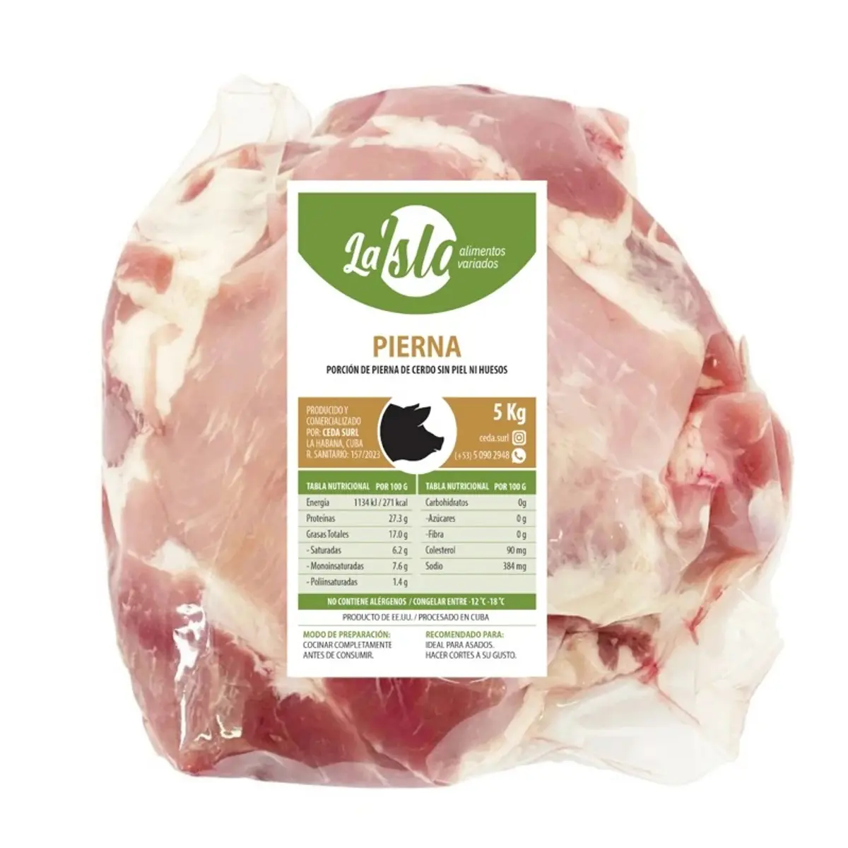 Pierna de cerdo deshuesada, 5 kg, La Isla