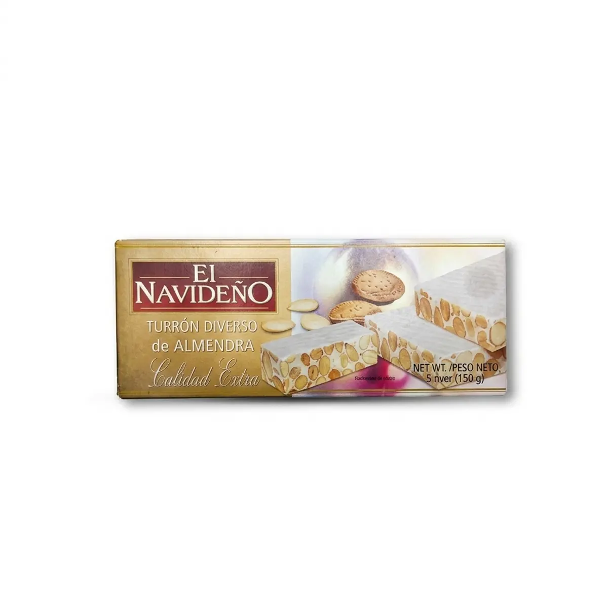 Turrón diverso de  almendra duro, 150 g, El Navideño