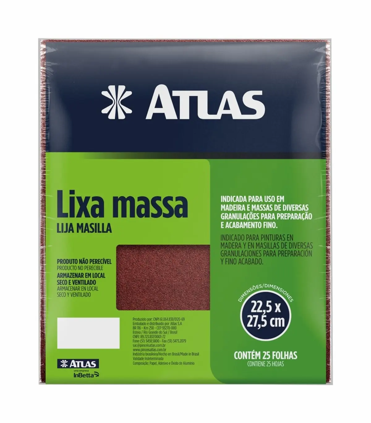 Pack de lija para madera y masillas, grano 120, Atlas