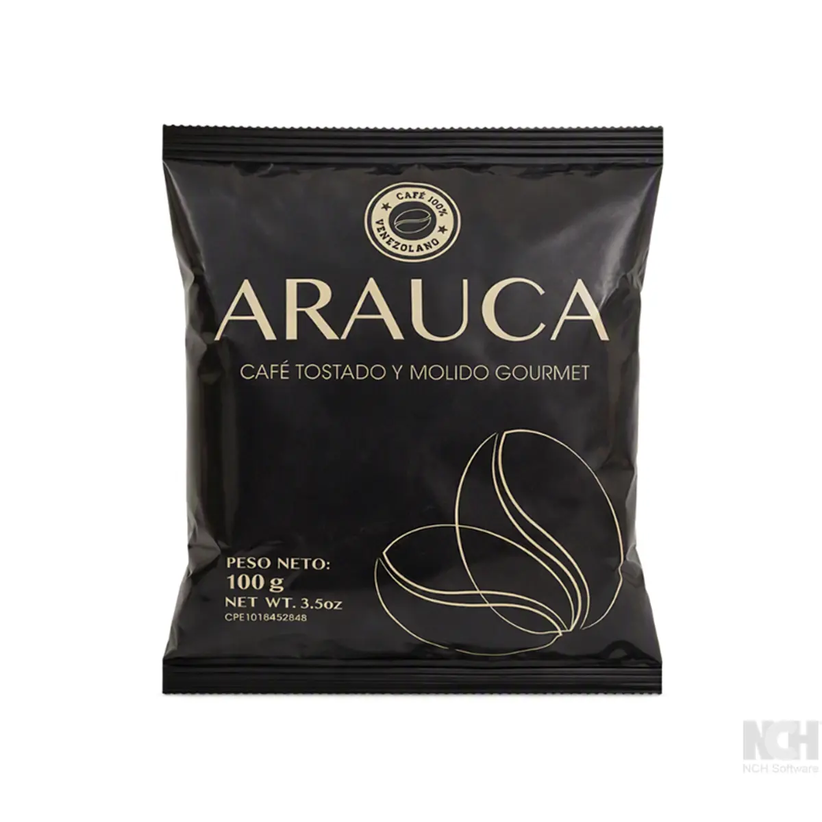 Café tostado y molido gourmet, 100 g, Arauca