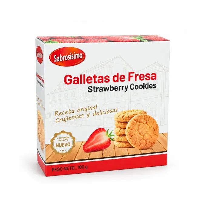 Galleta mantequilla sabor fresa, 100 g, Sabrosísimo