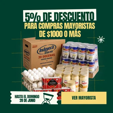 Descuento 5% en compras mayoristas de $1000