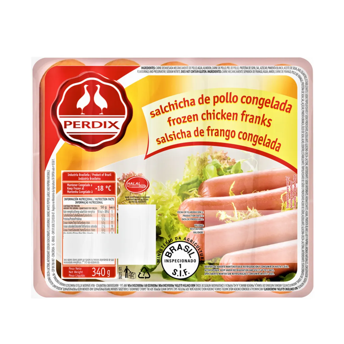 Salchicha de pollo, 340 g, Perdix