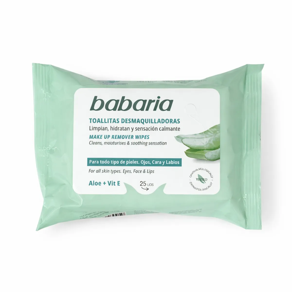 Toallitas desmaquillantes con aloe vera, 25 u, Babaria