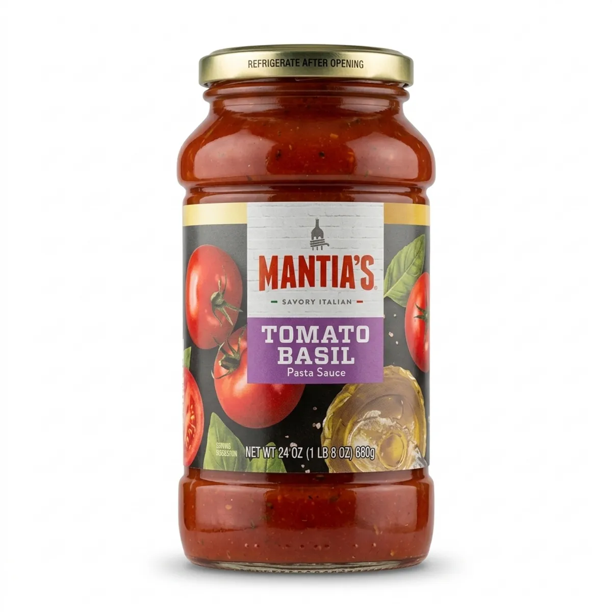 Pasta de tomate con albahaca, 680 g, Mantias