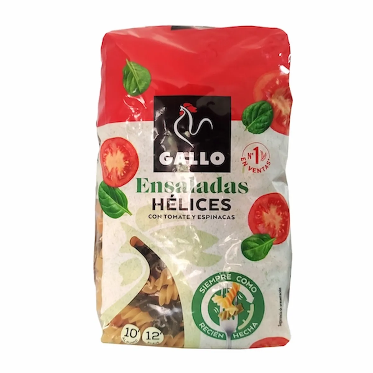 Helice con tomate y espinaca (tricolore fusilli) 450 g, Gallo