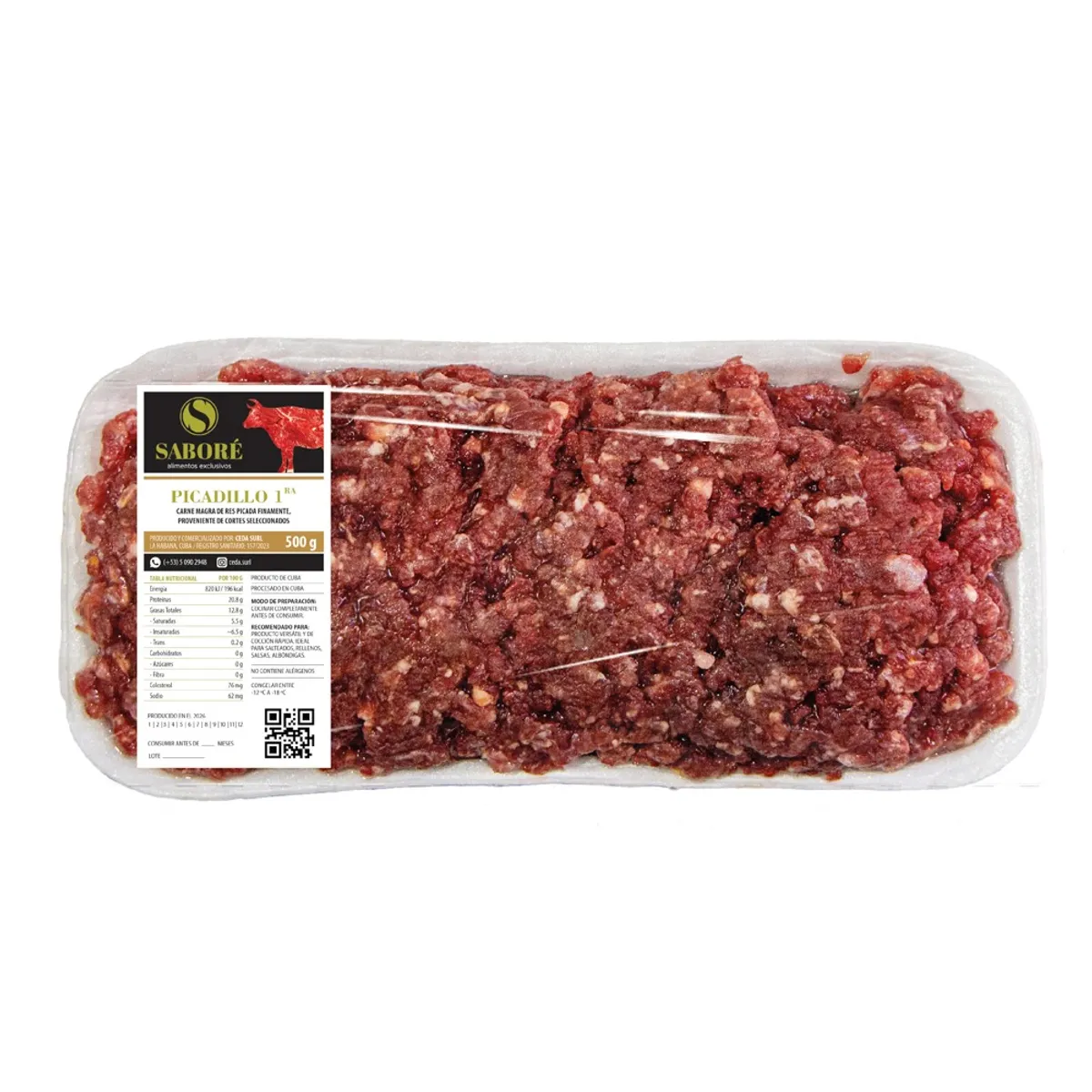 Carne molida de res, 500 g, Saboré