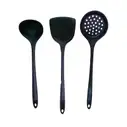 Set de utensilio de silicona, color negro, 3 u