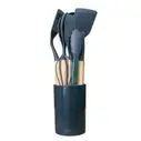 Set de utensilios para cocina de silicona, color gris, 12 u