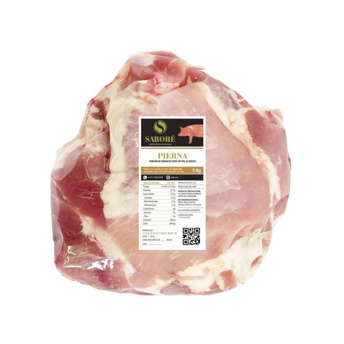 Pierna de cerdo sin piel y sin hueso, 5 kg 