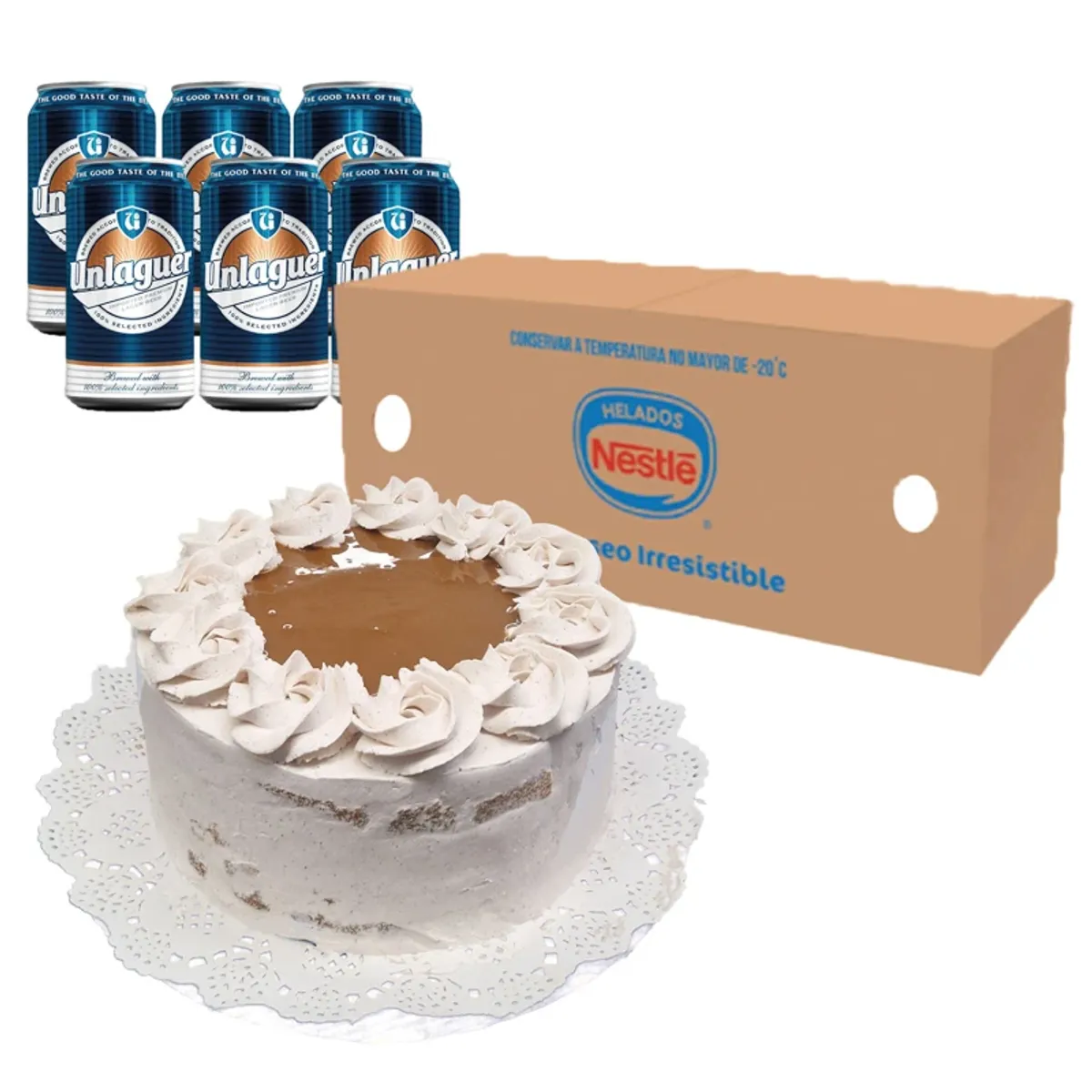 Helado Nestlé 4.5 L "Línea Azul"+ Cake + Cervezas 