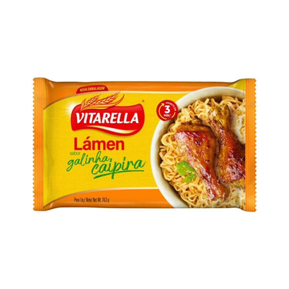 Sopa instantánea de pollo de granja, 74.3 g, Vitarella