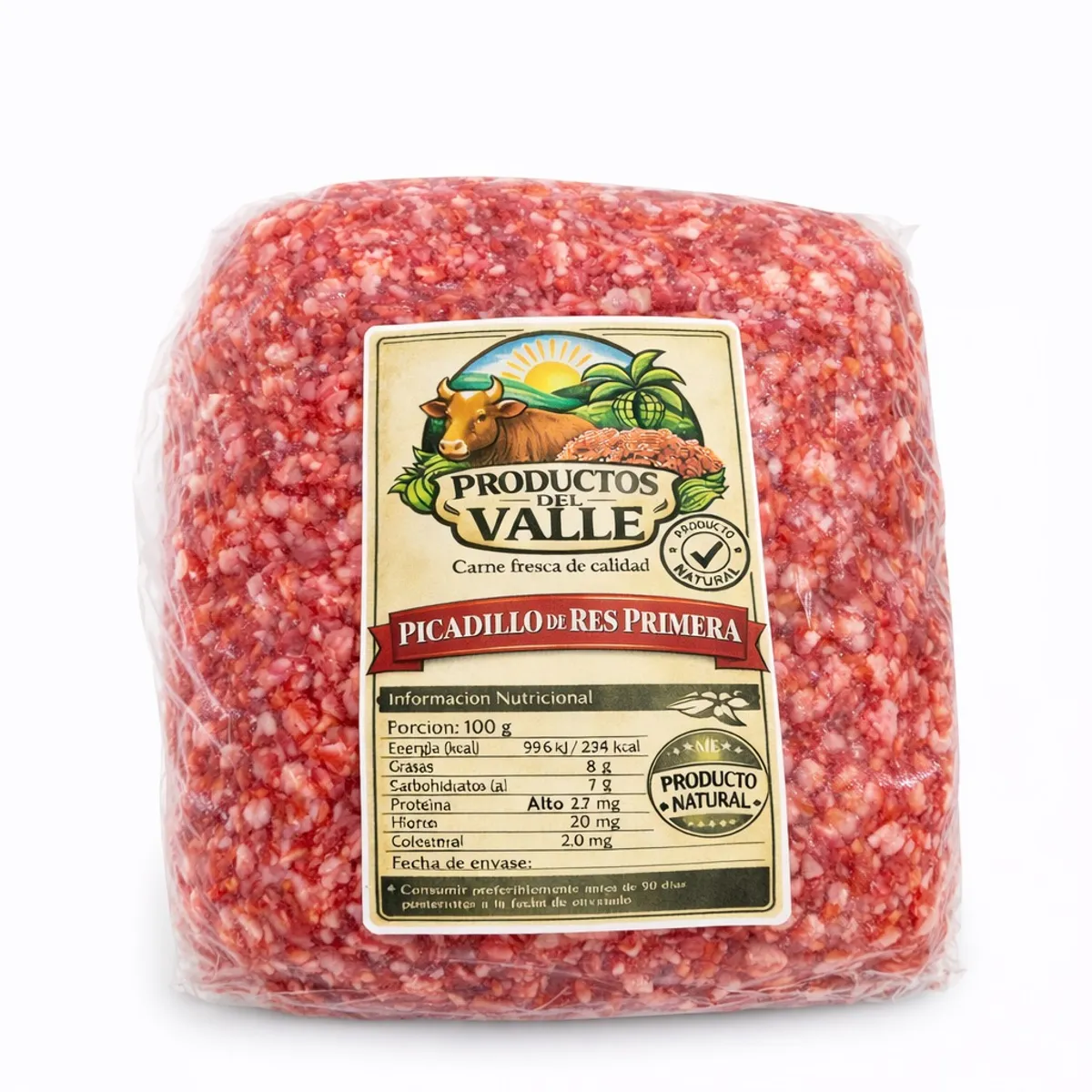 Picadillo de res de primera, 500 g, Productos del Valle