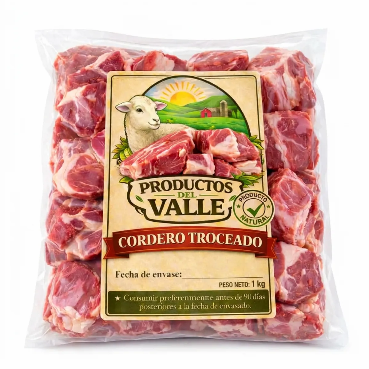 Carne troceada de cordero, 1 kg, Productos del Valle