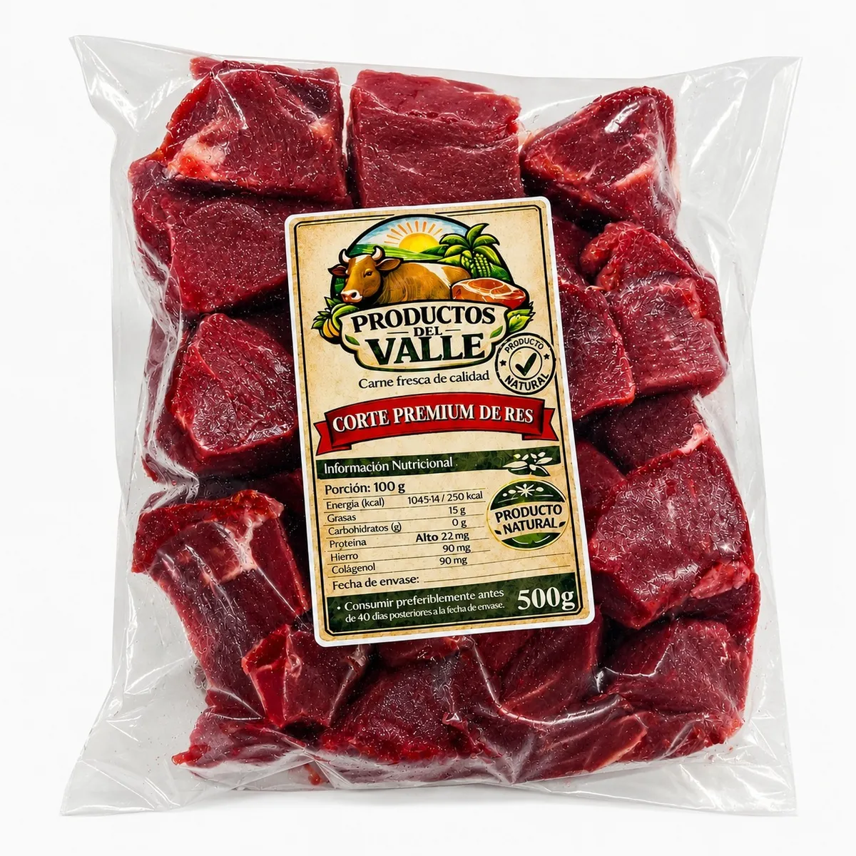 Corte Premium de res, 500 g, Productos del Valle