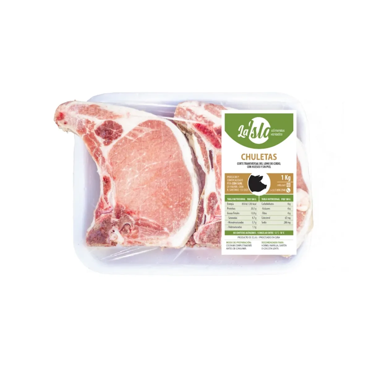 Chuleta de cerdo con hueso, 1 kg, La Isla