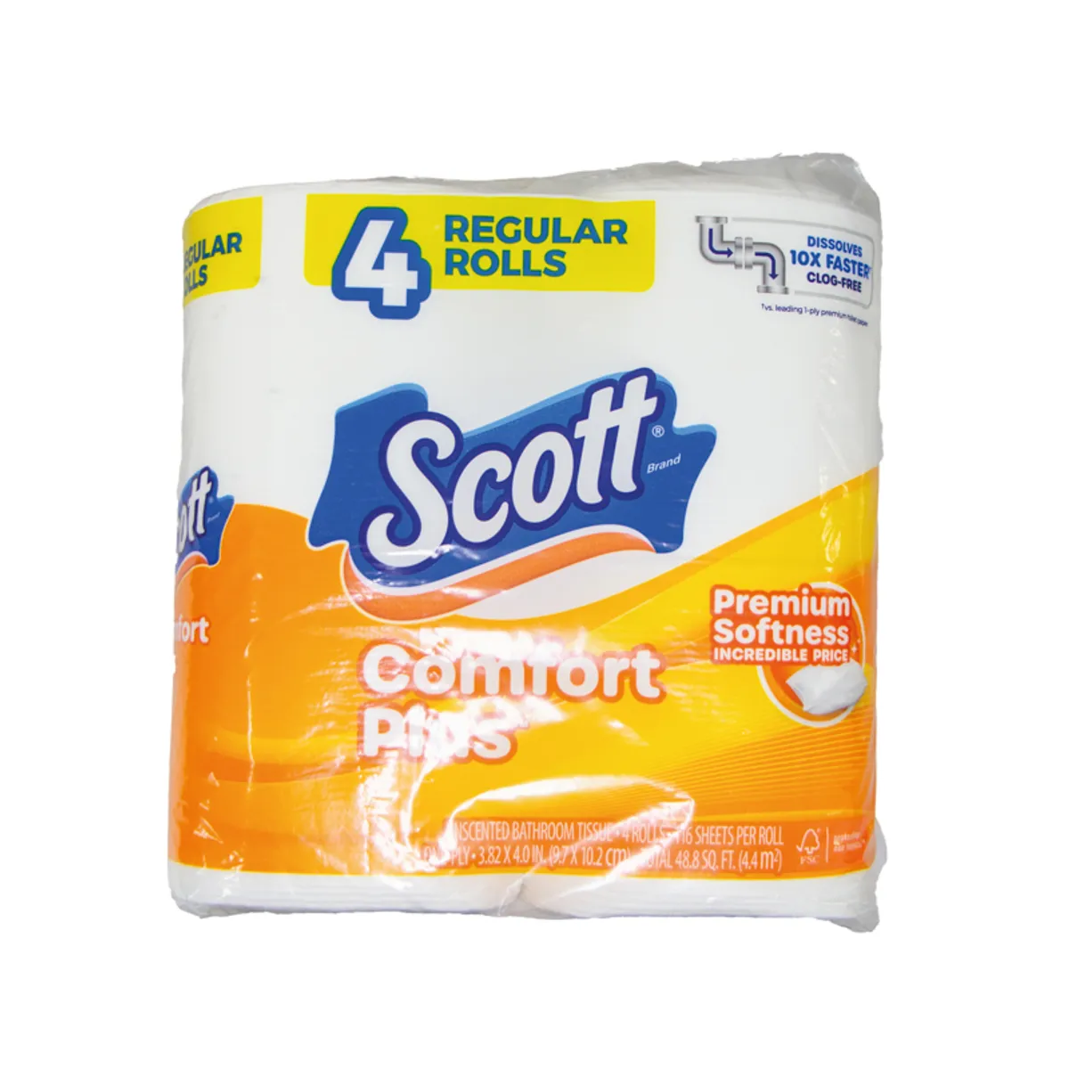Papel sanitario, 4 rollos, Scott